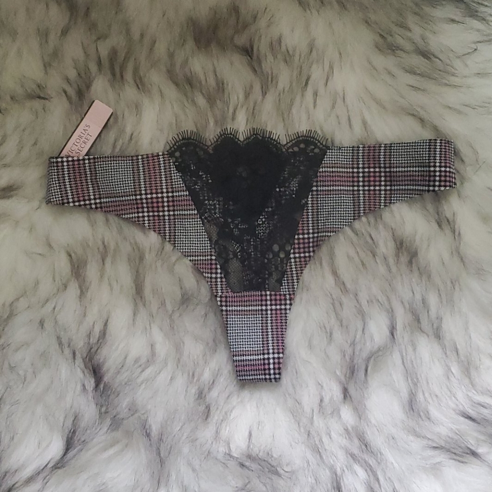 Victoria's Secret Lacey Plaid Thong